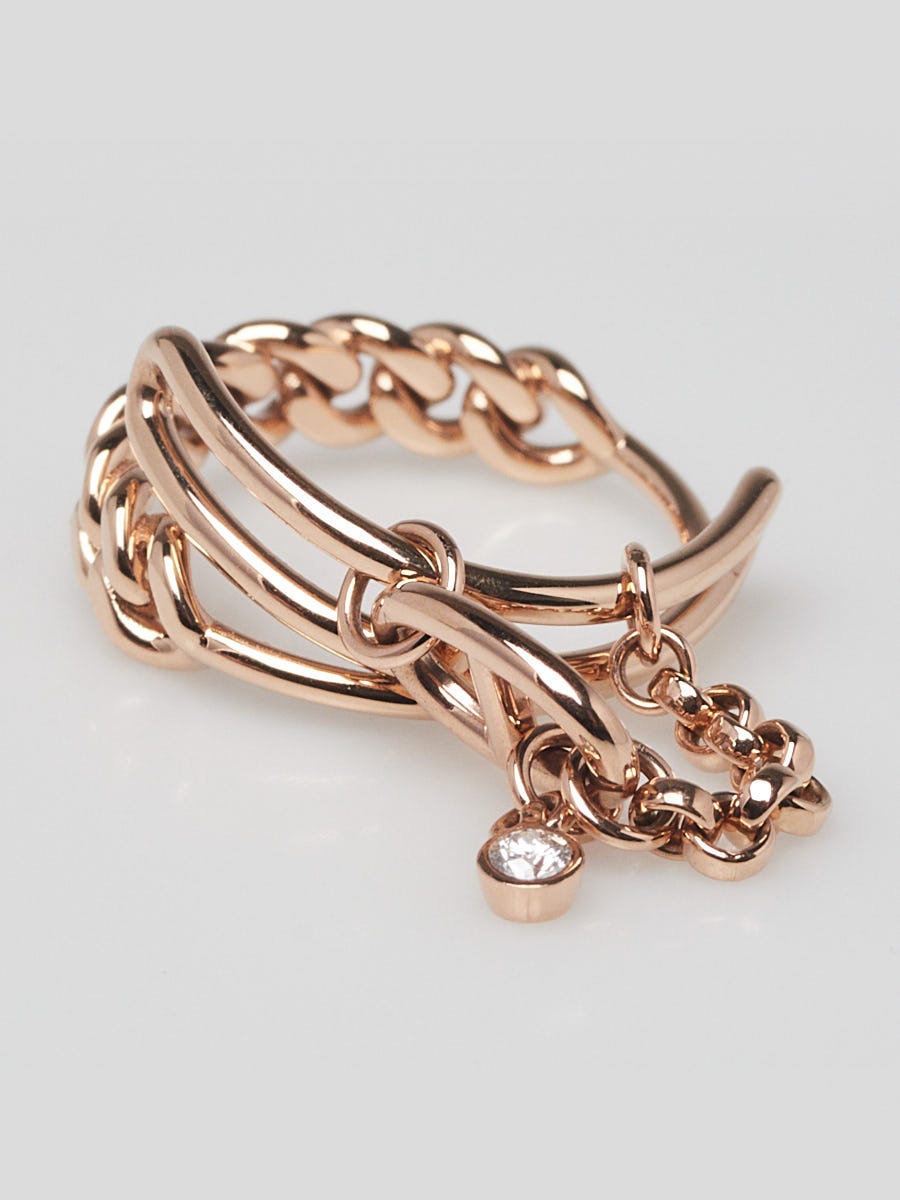 Hermes 18k Rose Gold and Diamond Mix and H Ring Size 6/52