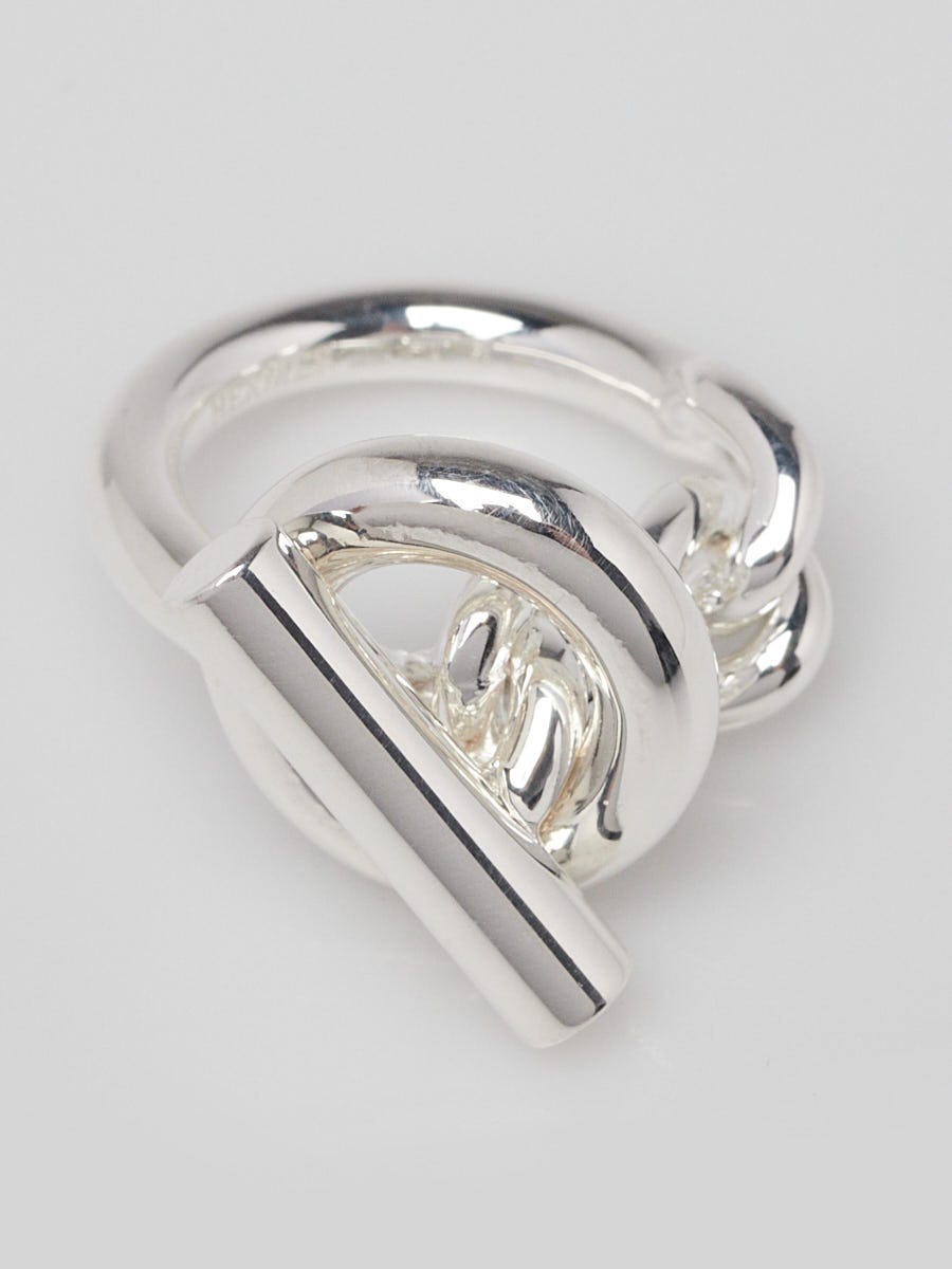Hermes Sterling Silver Croisette Large Model Ring Size 6.25/53