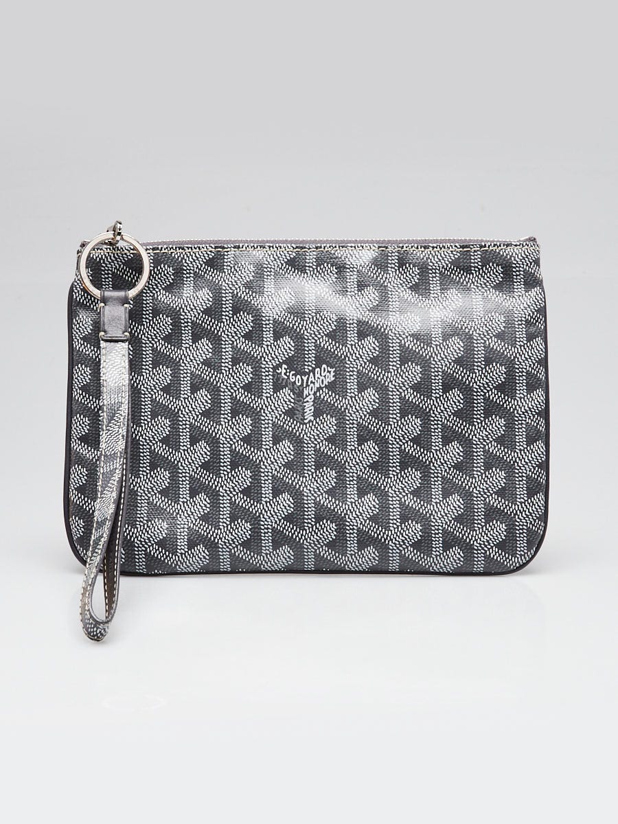 Goyard Grey Chevron Print Coated Canvas Senat PM Zip Pouch w