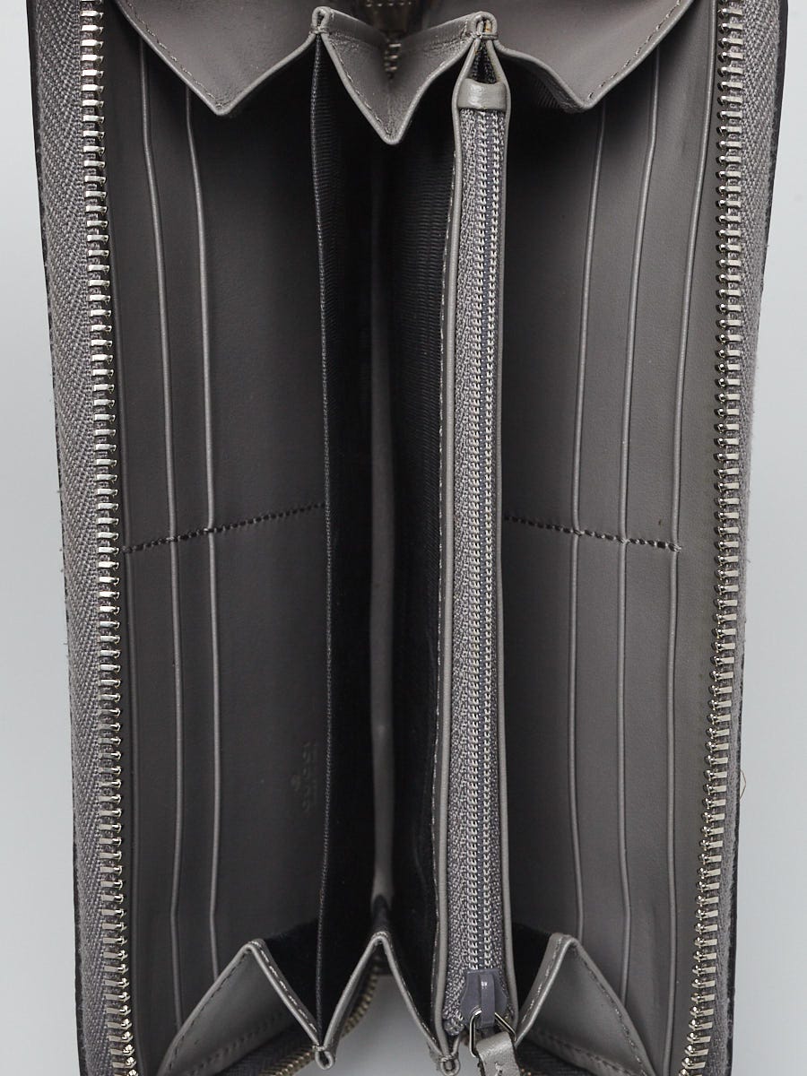Gucci Grey Perforated GG Leather Zippy Wallet
