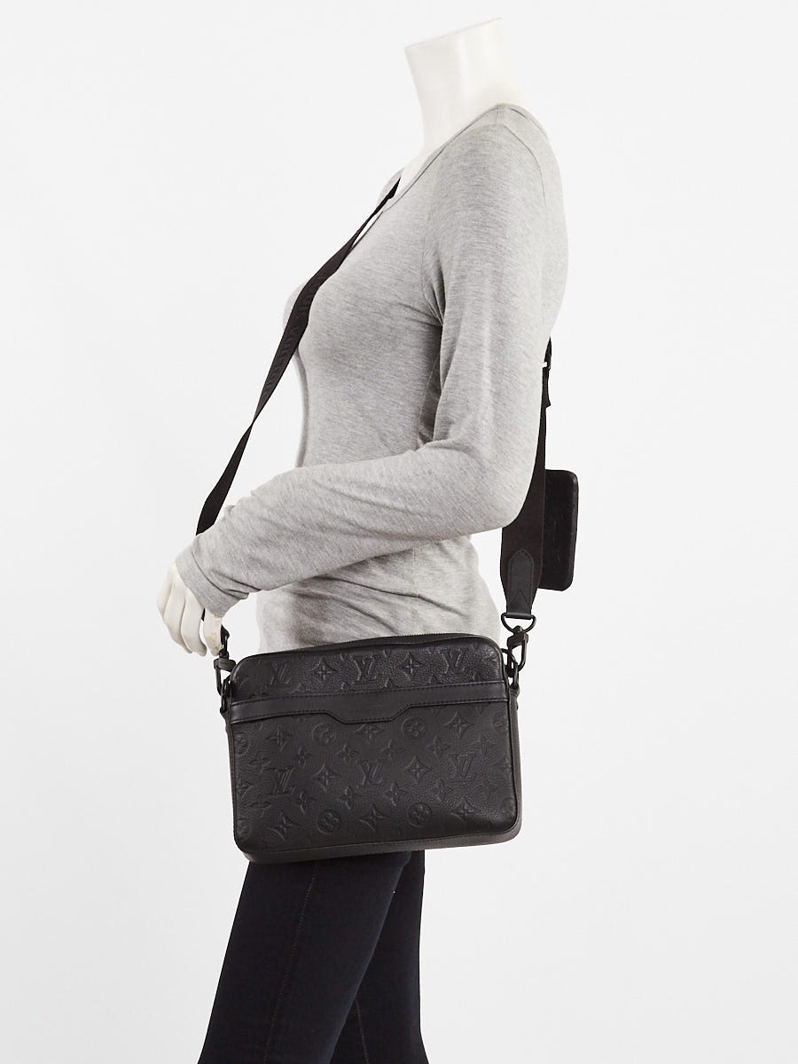 Louis Vuitton Black Monogram Shadow Embossed Leather Trio Messenger Bag