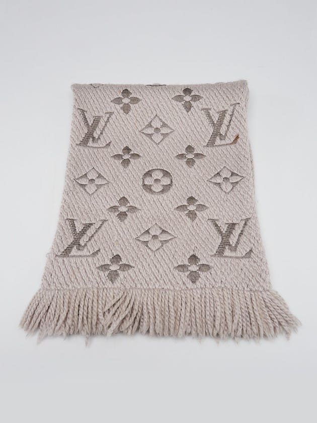 Louis Vuitton Grey Wool/Silk Logomania Scarf