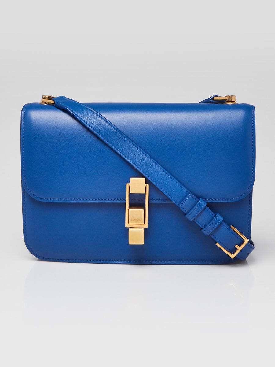 Yves Saint Laurent Blue Leather Carre Satchel Crossbody Bag