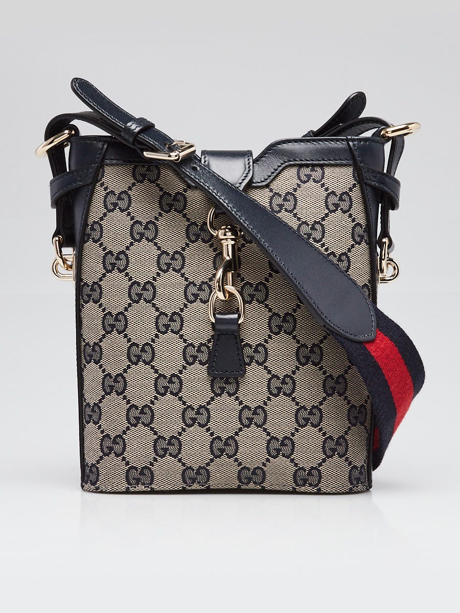 Gucci Blue/Beige GG Canvas/Leather Jackie Small Bucket Crossbody