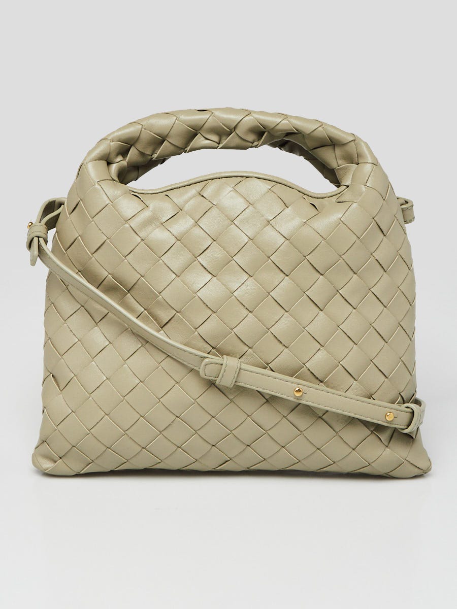 Bottega Veneta Travertine Intrecciato Woven Nappa Leather Mini Hop Bag