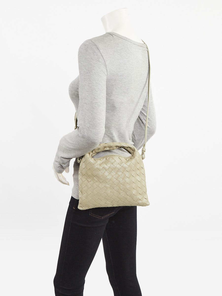 Bottega Veneta Travertine Intrecciato Woven Nappa Leather Mini Hop Bag
