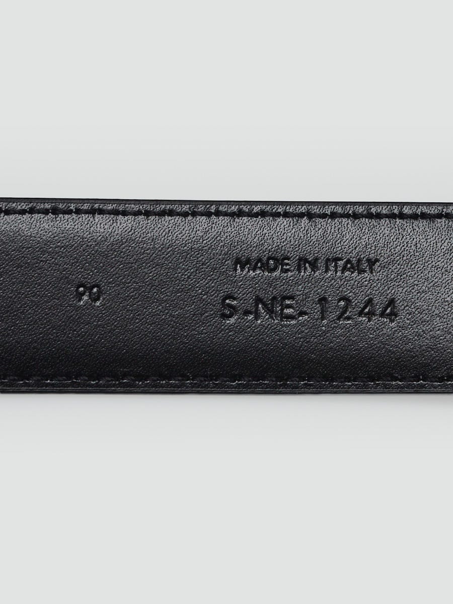 Celine 18mm Black Smooth Leather Triomphe Belt Size 90 | Yoogi's