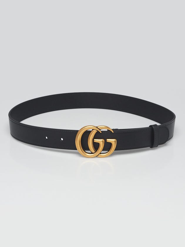 Gucci Black Leather Double G Thin Belt Size 75/30