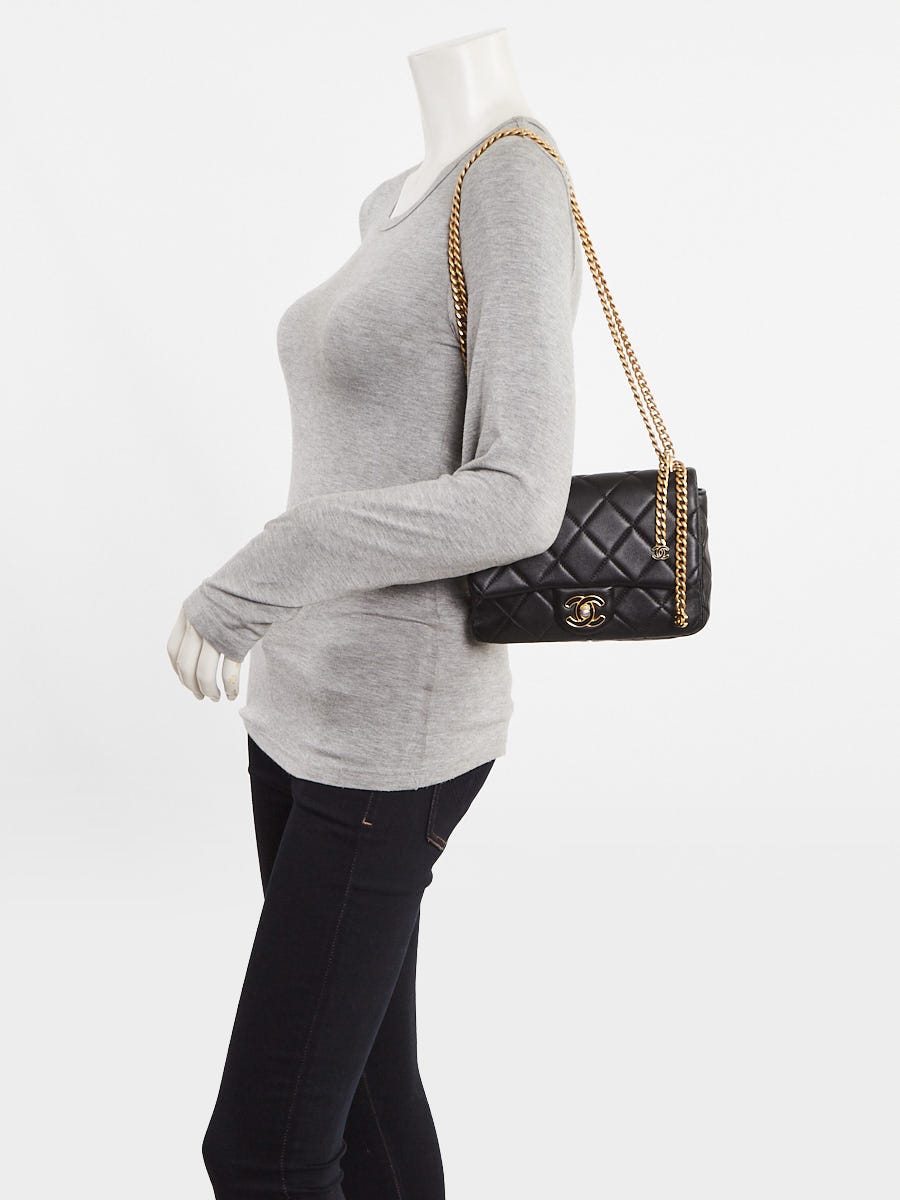 Chanel Black Quilted Lambskin Leather Pending Enamel CC Square Mini Flap Bag