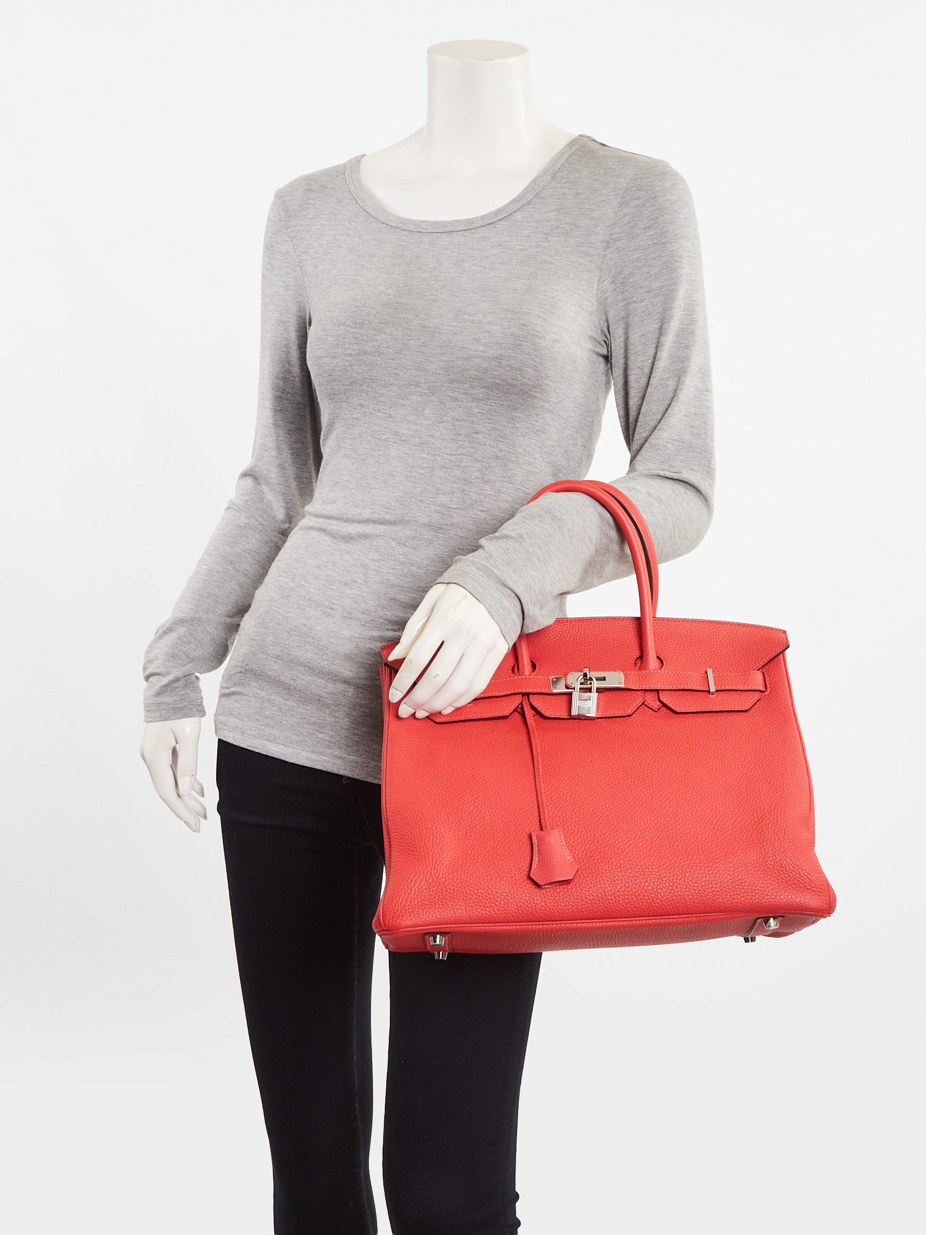 Hermes 35cm Rose Jaipur Togo Leather Palladium Plated Birkin Bag