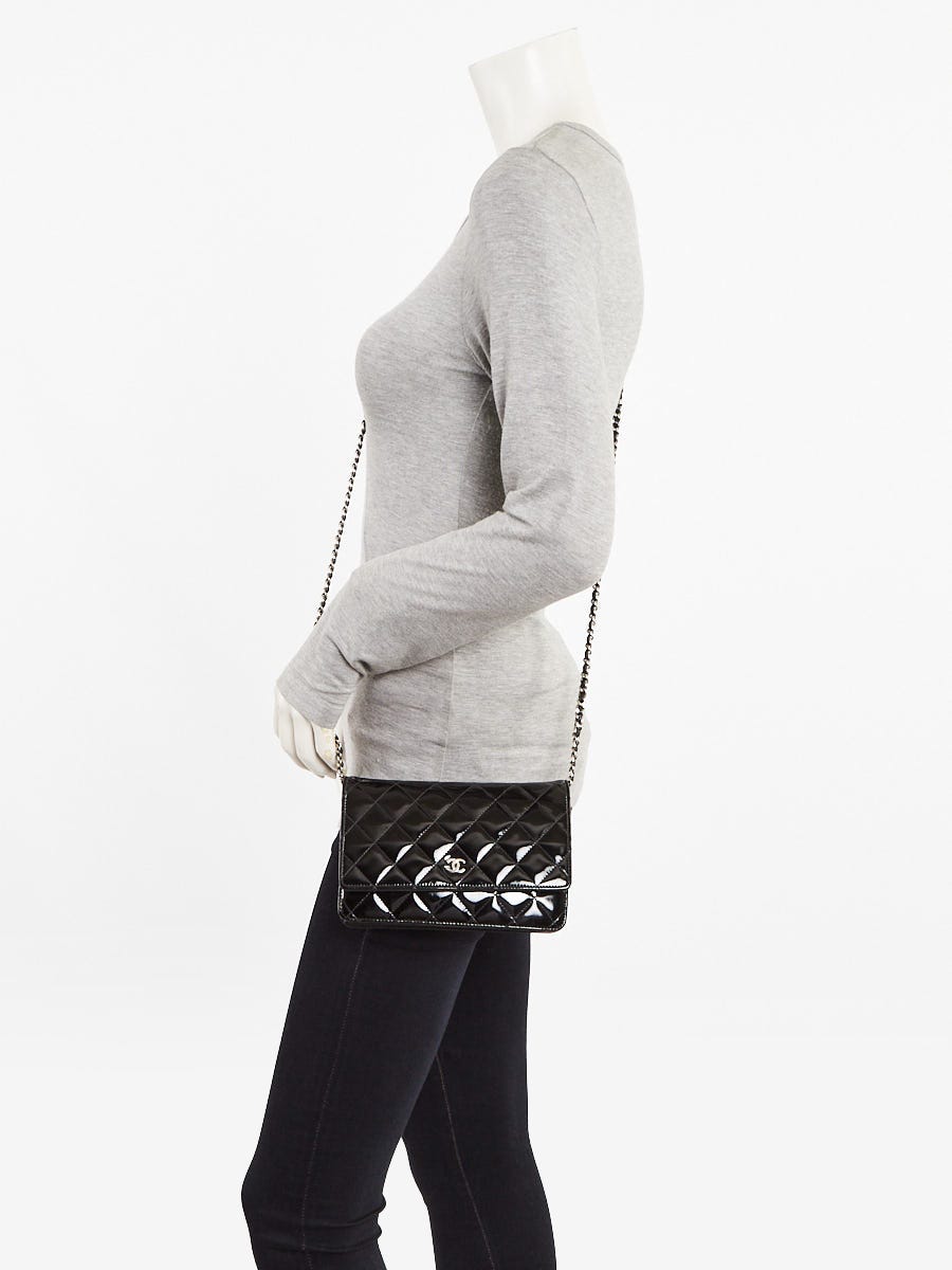Chanel Black Quilted Patent Leather Classic WOC Clutch Bag