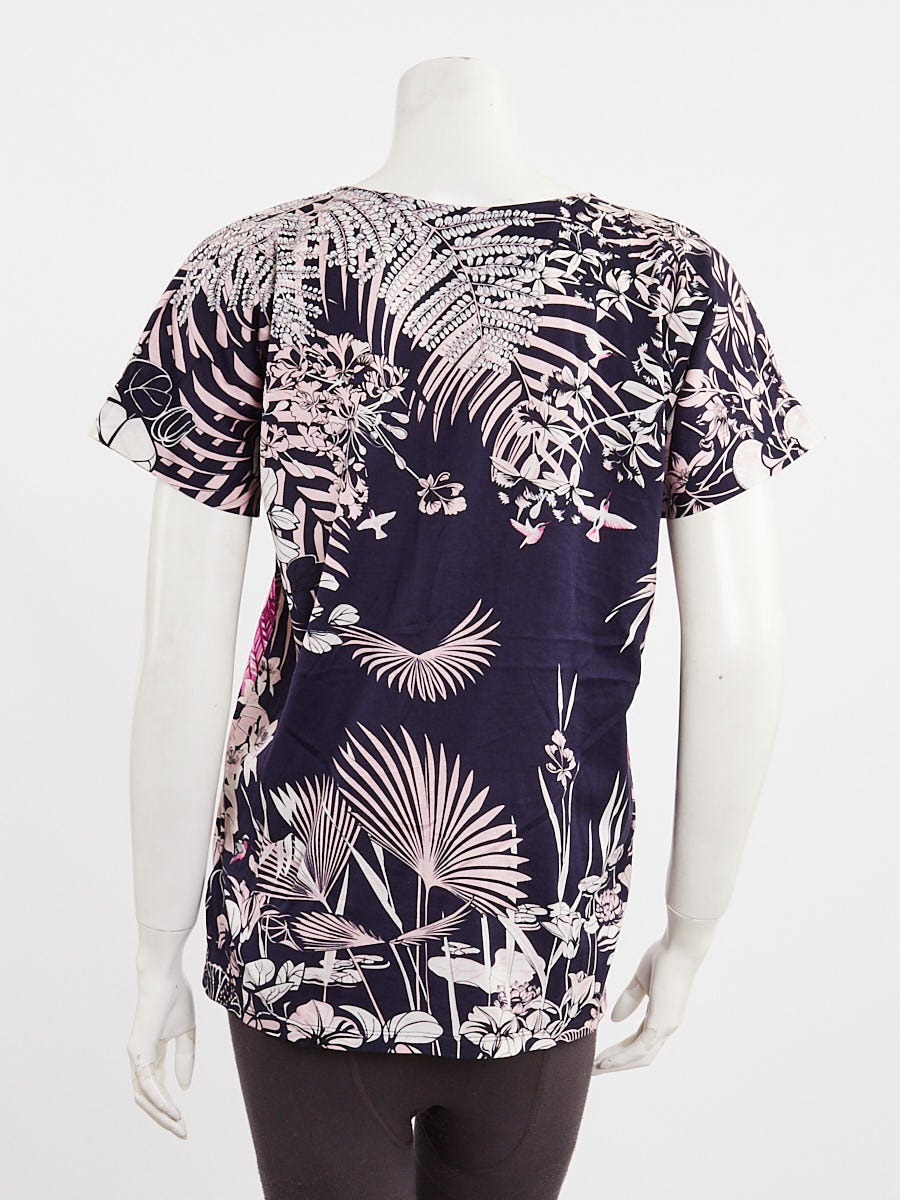 Hermes Marine/Pink Flamingo Party Printed Cotton T-Shirt 6/38