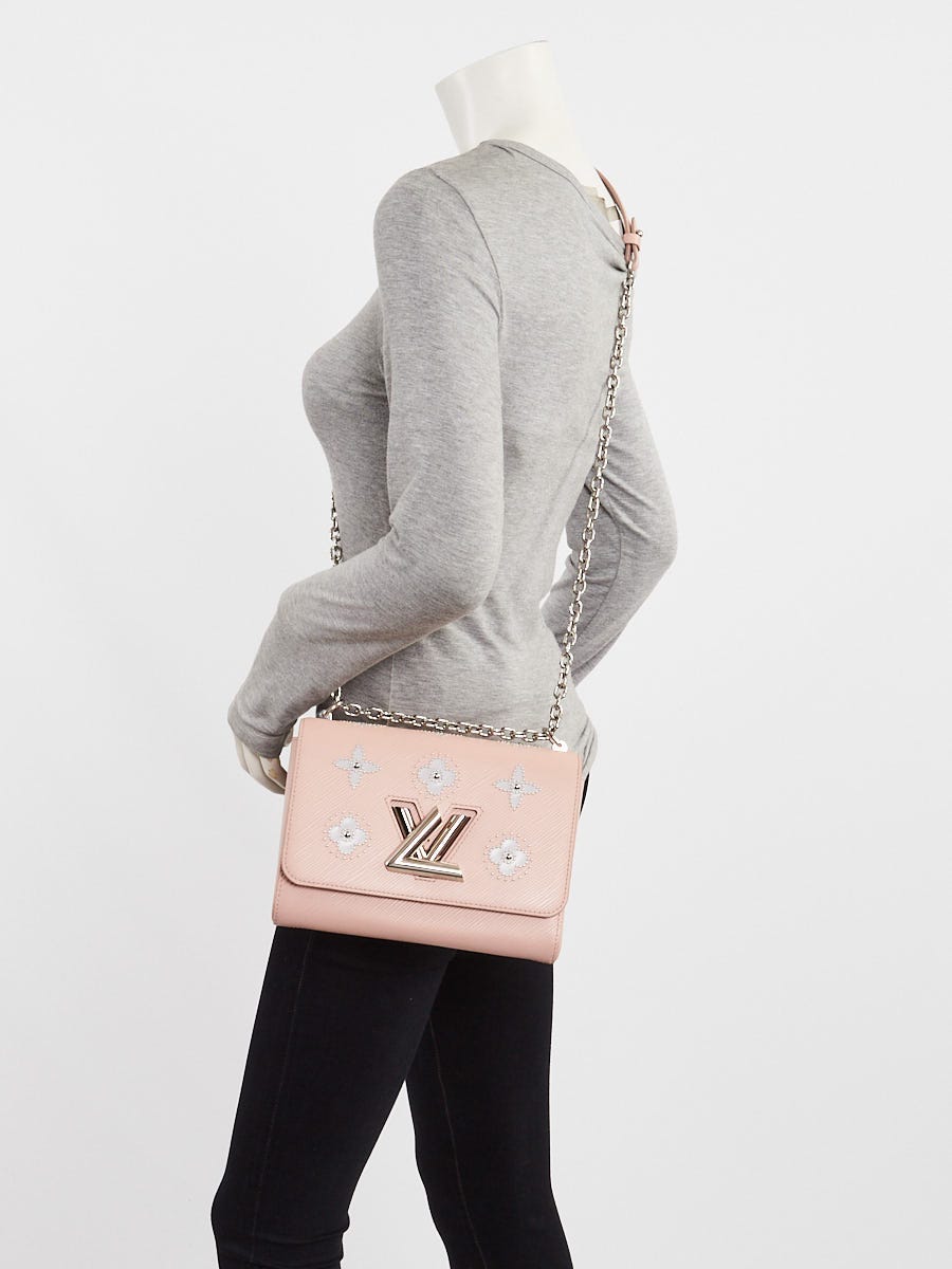 Louis Vuitton Rose Ballerine Epi Leather Studded Flowers Twist MM Bag