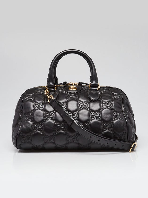 Gucci Black GG Quilted Calfskin Leather Metalasse Medium Bag