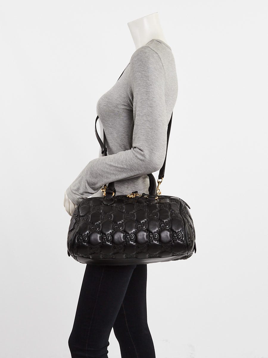 Gucci Black GG Quilted Calfskin Leather Metalasse Medium Bag