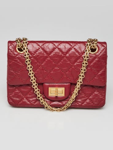 Chanel Red Quilted Aged Calfskin Leather 2.55 Reissue Mini Flap Bag