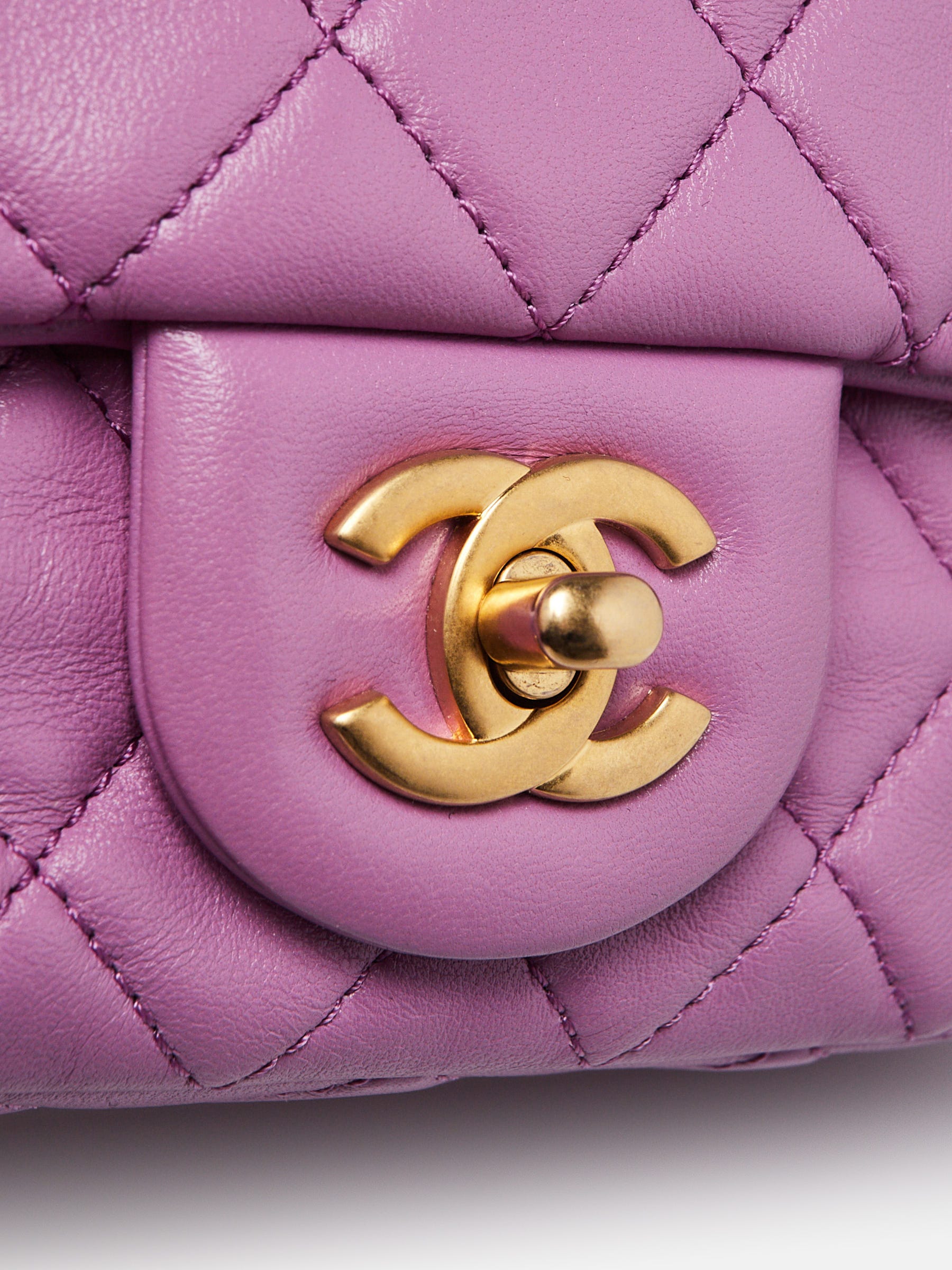 Chanel Purple Quilted Lambskin Leather Pearl Crush Rectangular