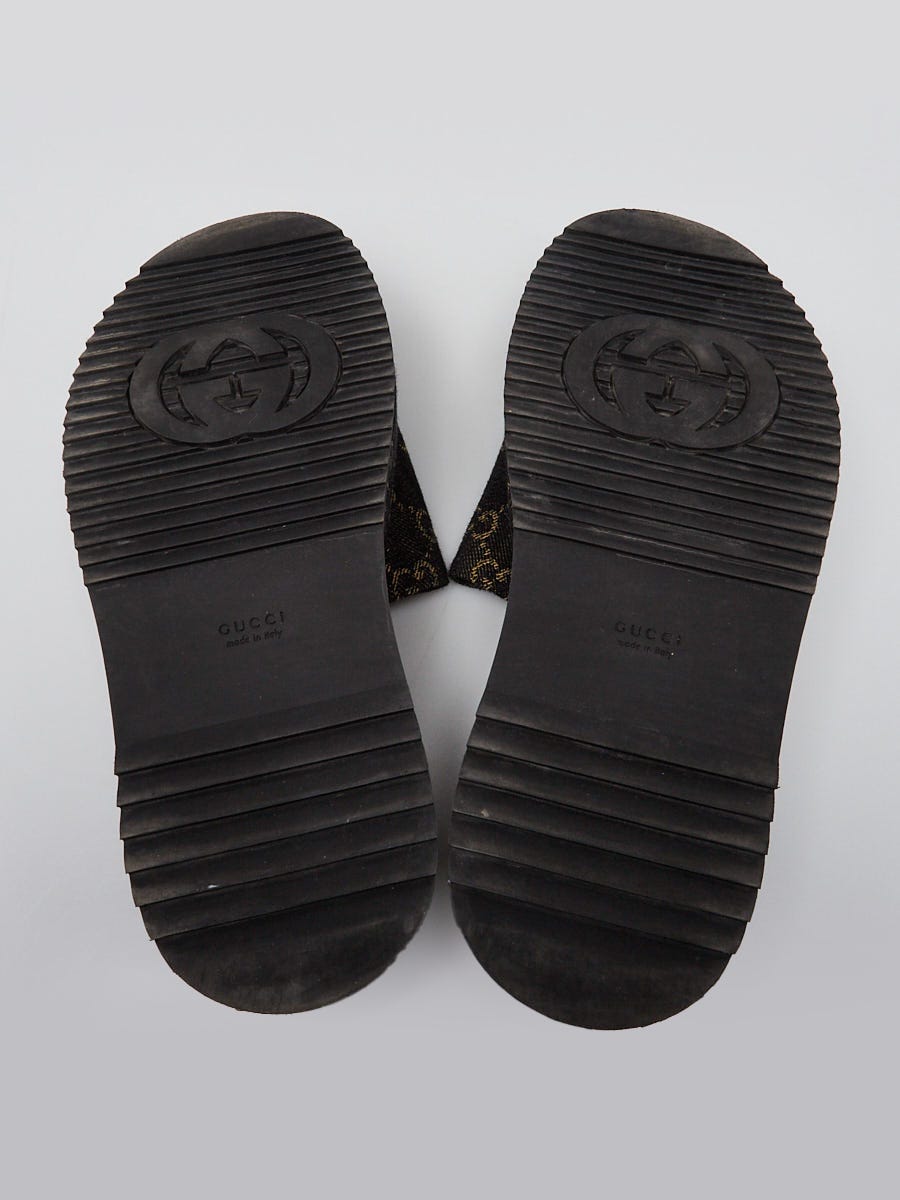 Gucci Black GG Denim Platform Slide Sandals Size 7.5/38