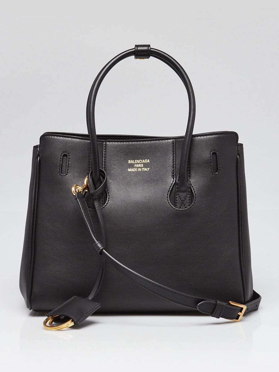 Balenciaga Black Smooth Leather Mini Hampton Tote Bag