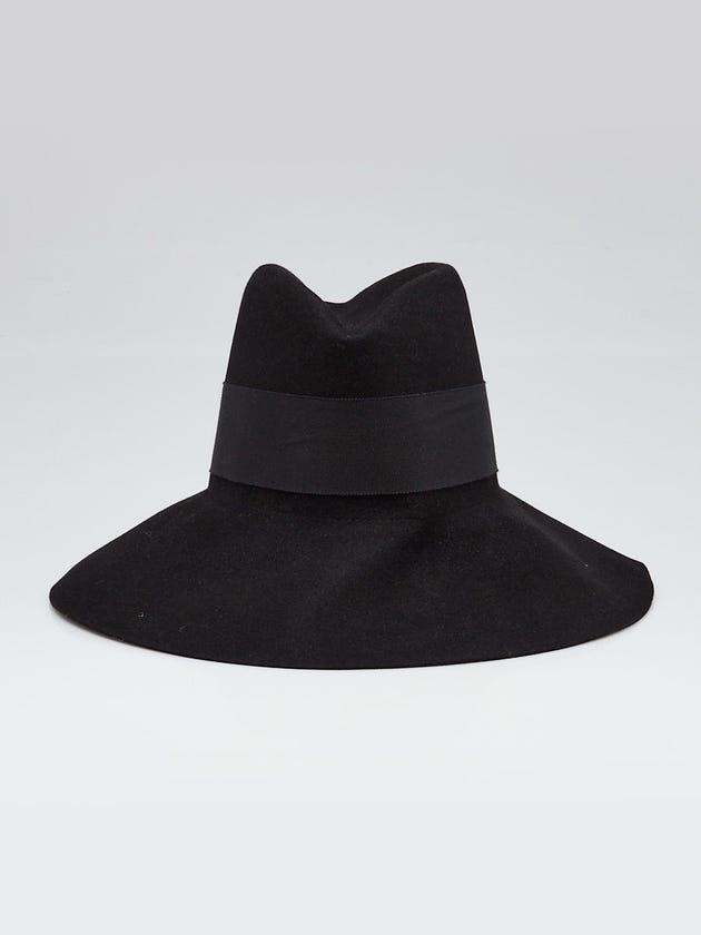 Yves Saint Laurent Black Felted Rabbit Fedora Hat Size S