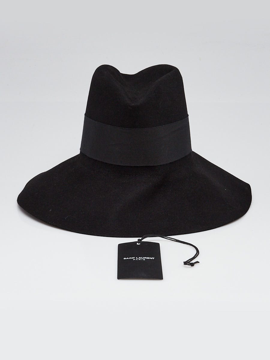 Yves Saint Laurent Black Felted Rabbit Fedora Hat Size S