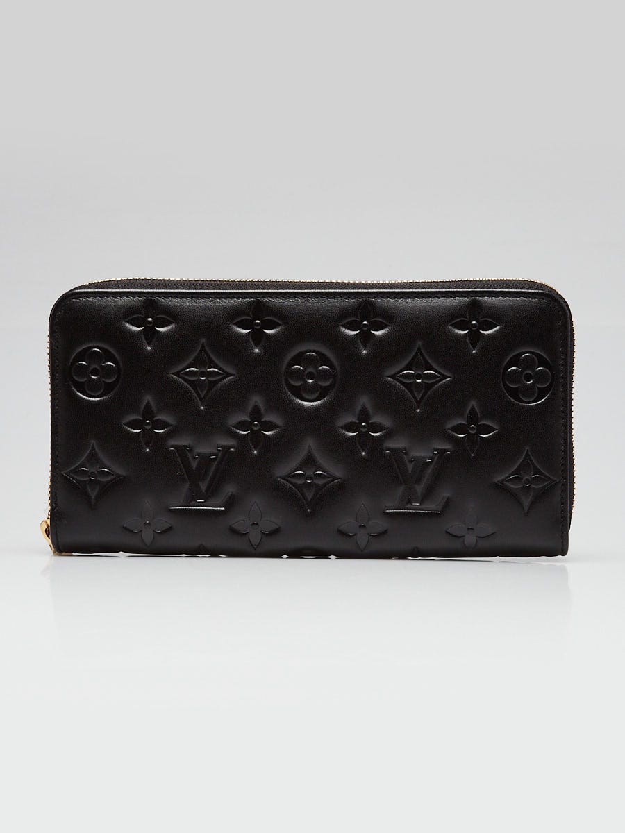 Louis Vuitton Black Monogram Embossed Lambskin Leather Coussin Zippy Wallet