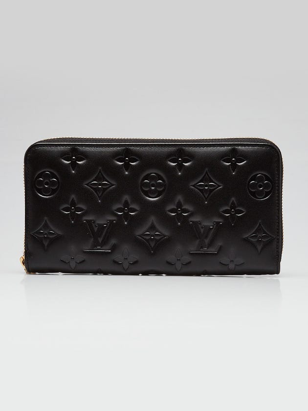 Louis Vuitton Black Monogram Embossed Lambskin Leather Coussin Zippy Wallet