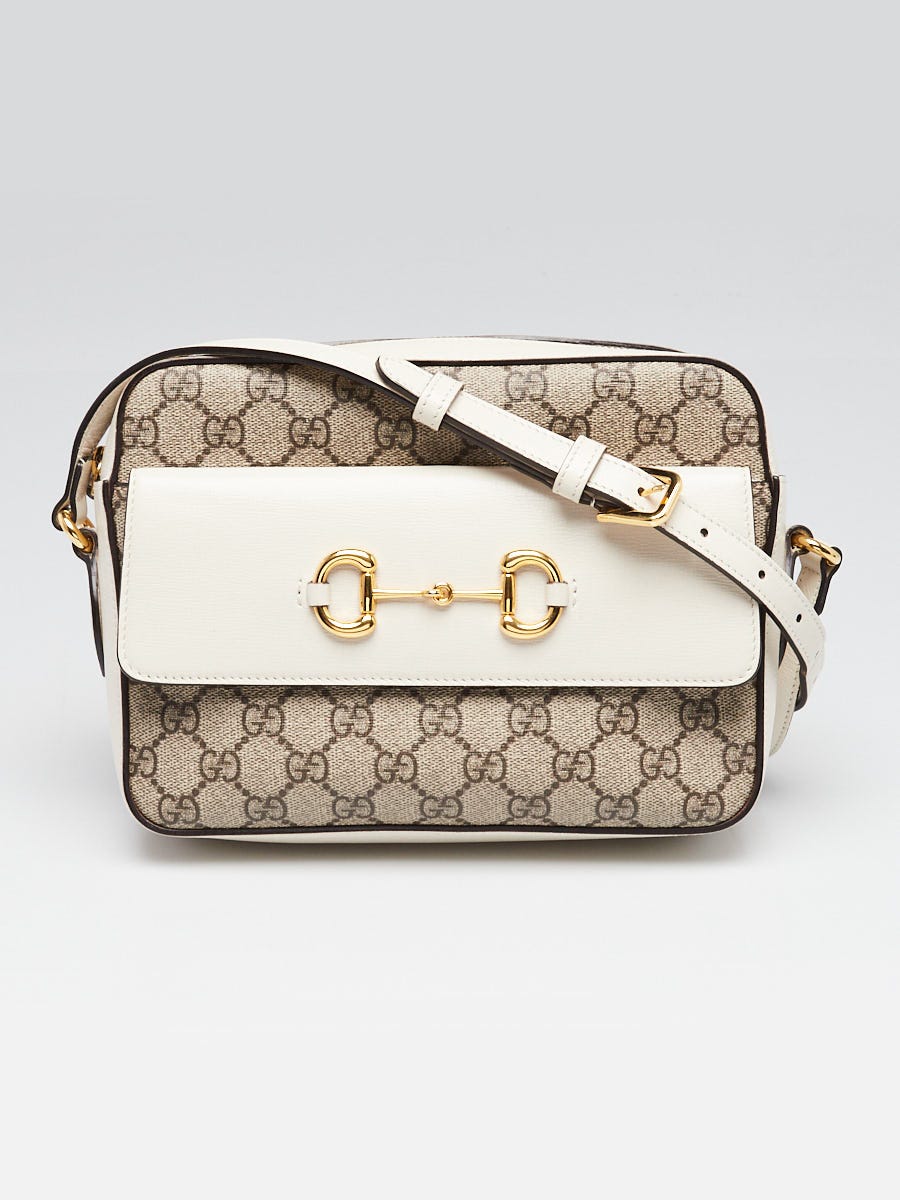 Gucci Beige/White GG Coated Canvas Horsebit 1955 Small Shoulder