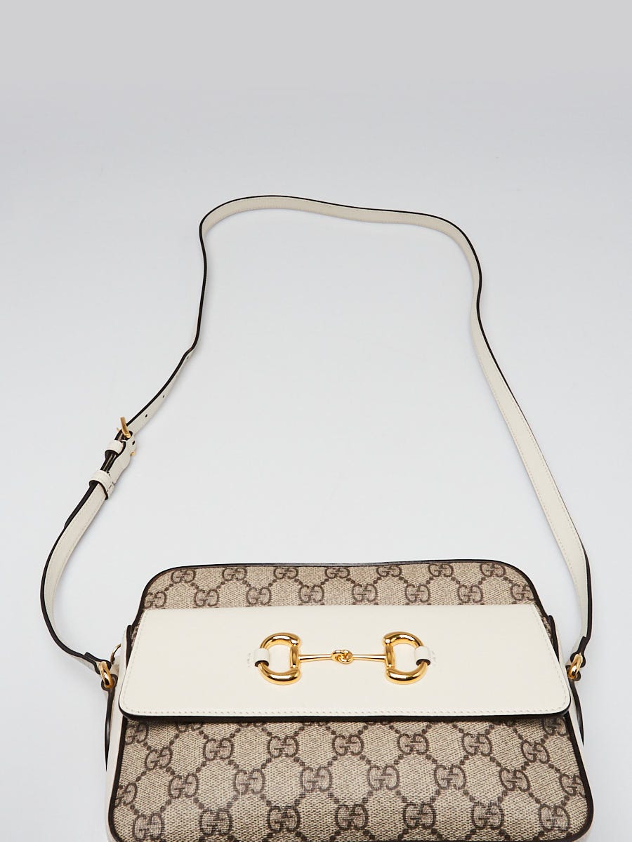 Gucci Beige/White GG Coated Canvas Horsebit 1955 Small Shoulder