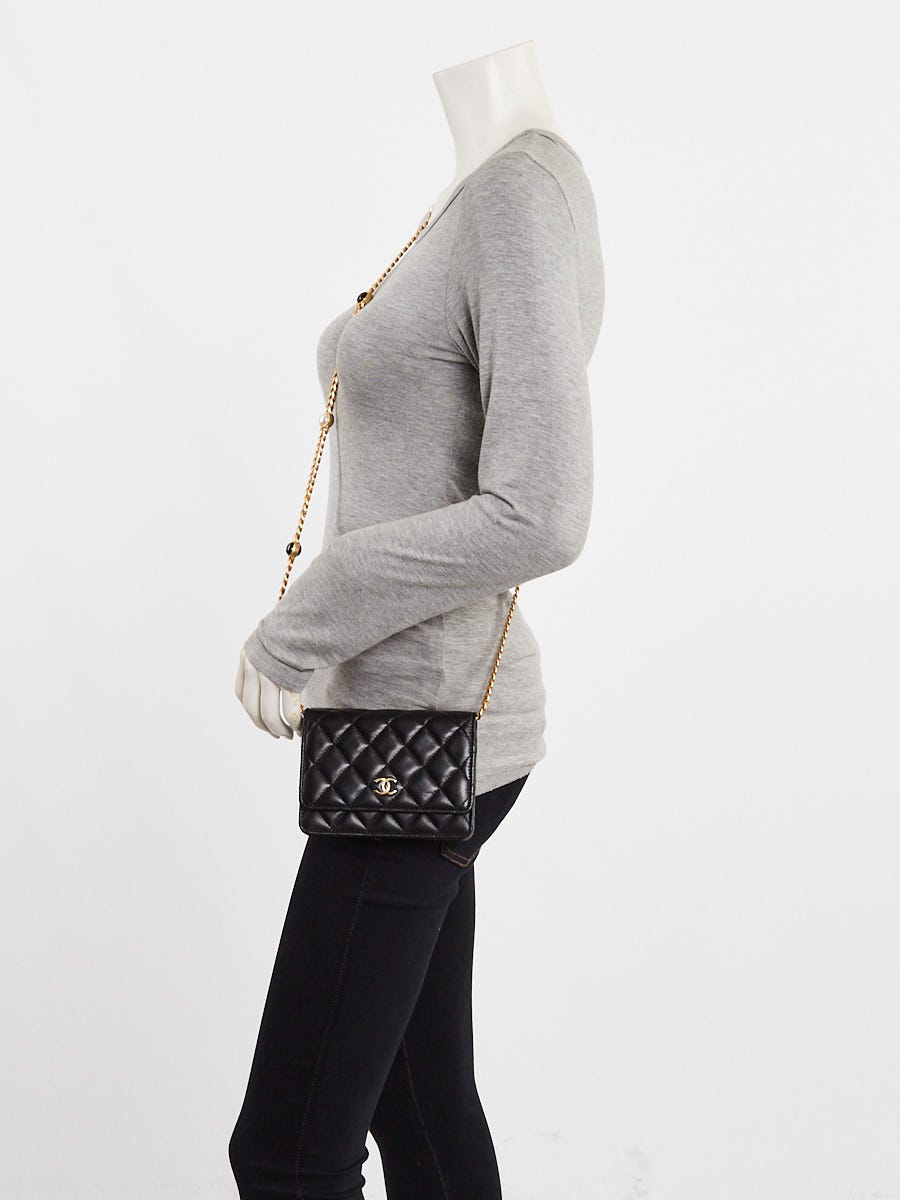 Chanel Black Quilted Lambskin Leather WOC Clutch Bag