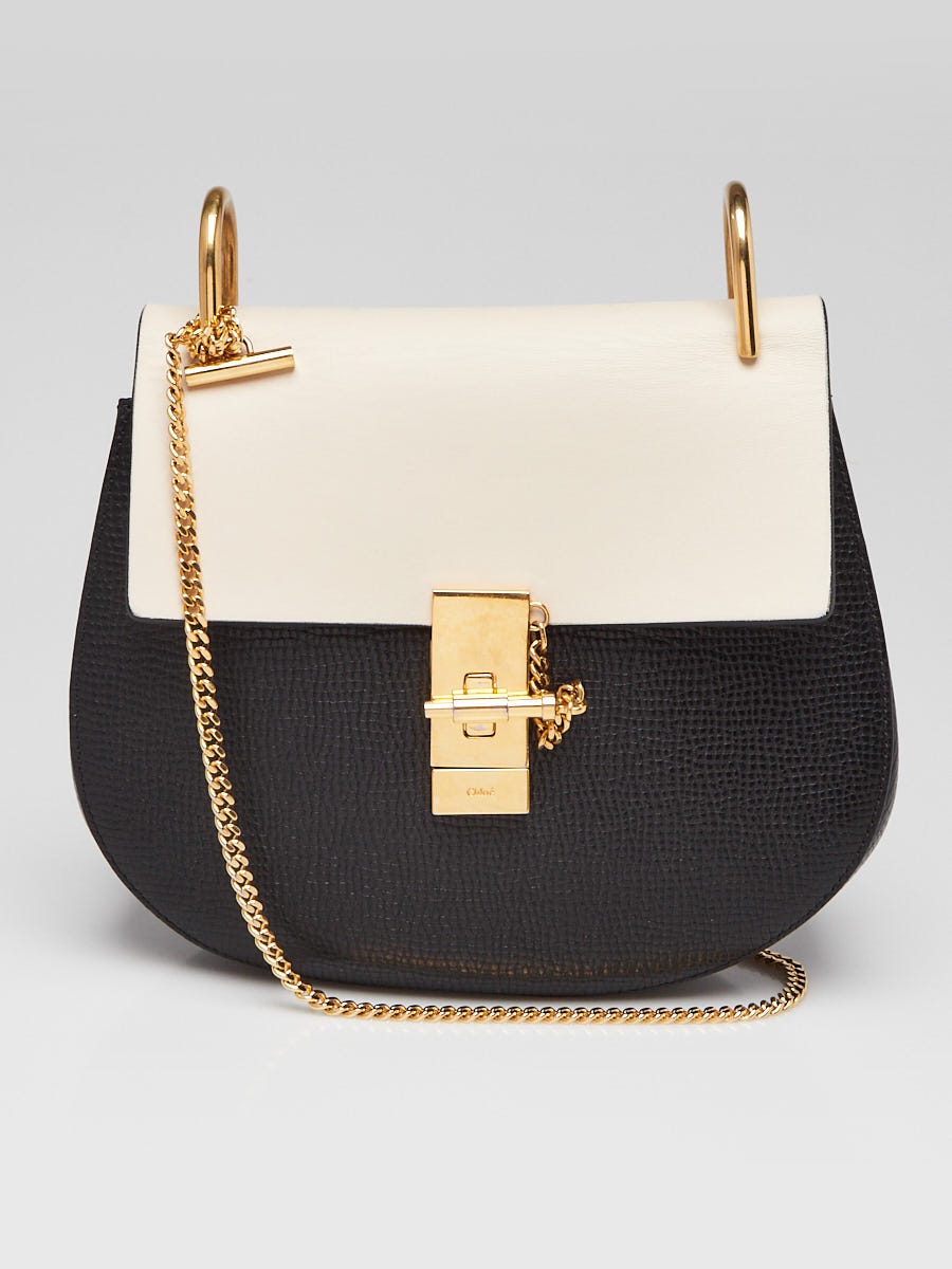 Chloe Black/Beige Pebbled Leather Small Drew Bag