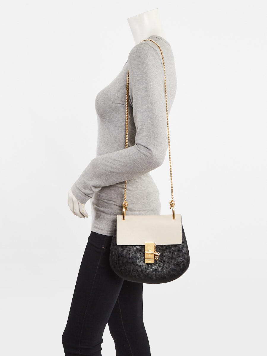 Chloe Black/Beige Pebbled Leather Small Drew Bag