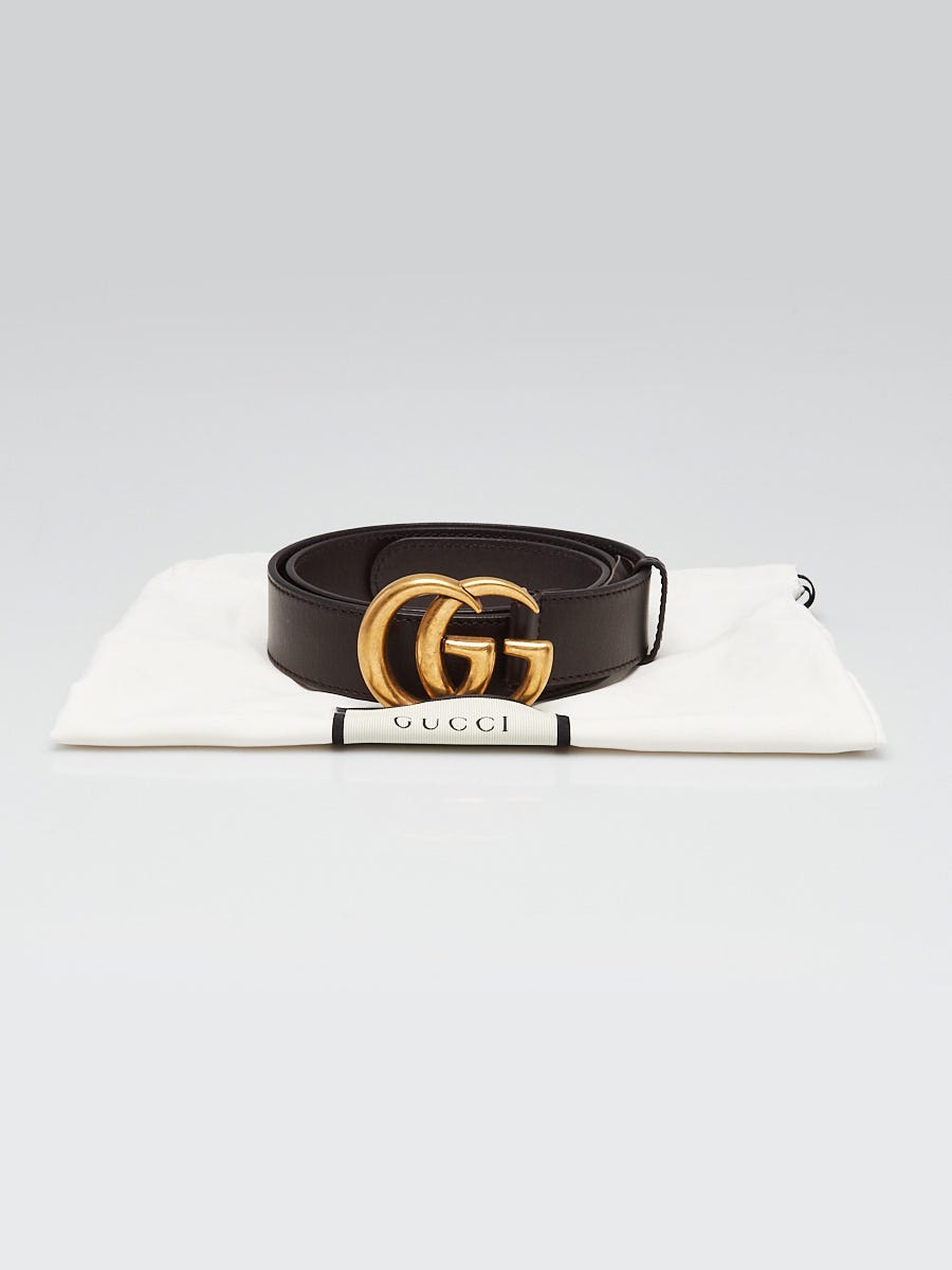 Gucci Black Leather Double G Thin Belt Size 80/32 | Yoogi display picture 3