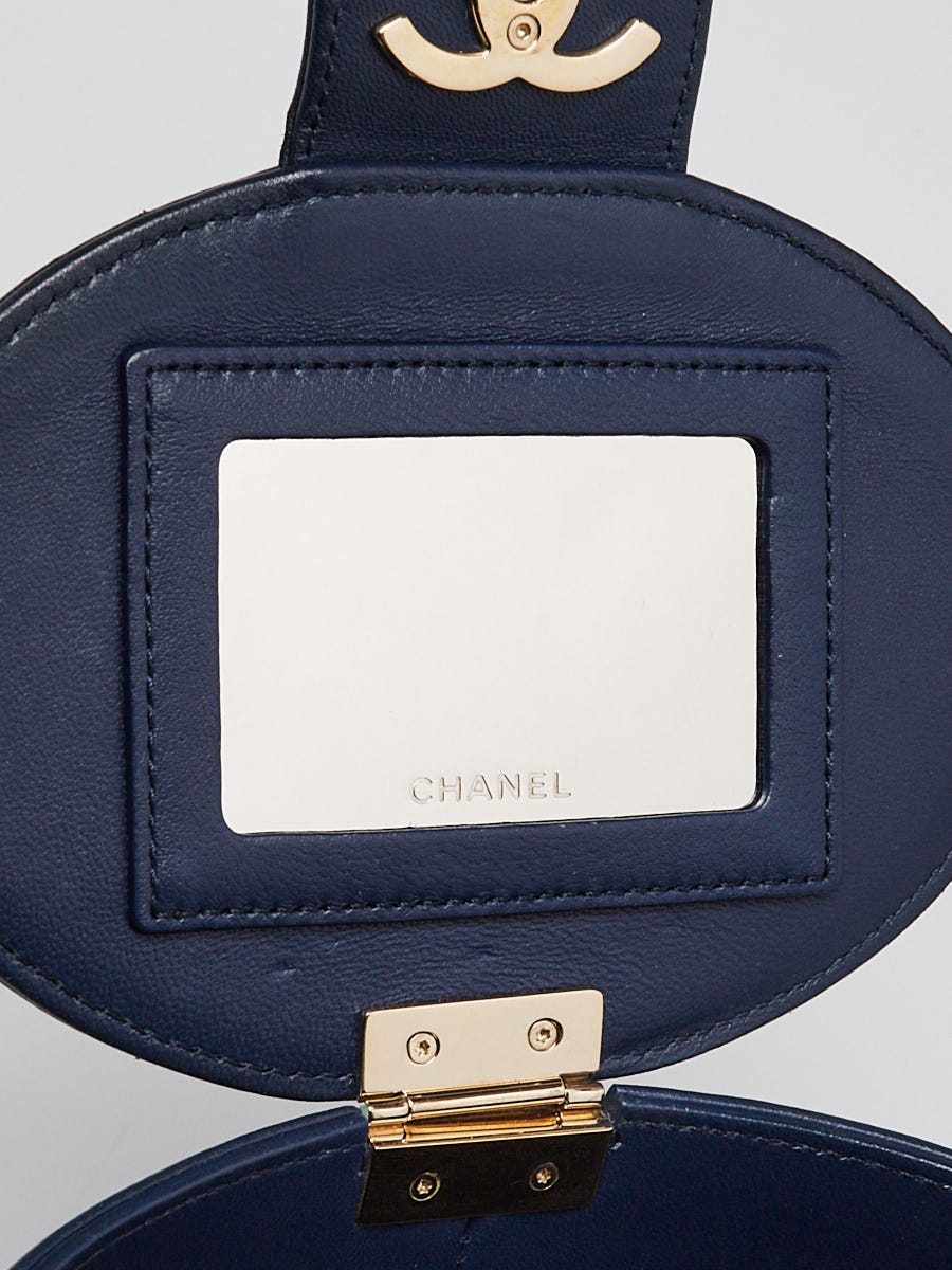 Chanel Blue Quilted Lambskin Leather Mini Vanity Case Bag