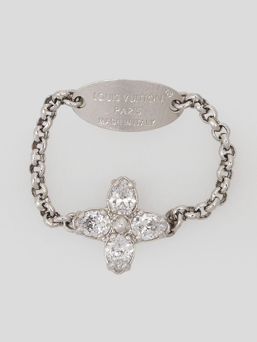 Louis Vuitton Silvertone Metal Lady LV Mongoram Flower Chain Link