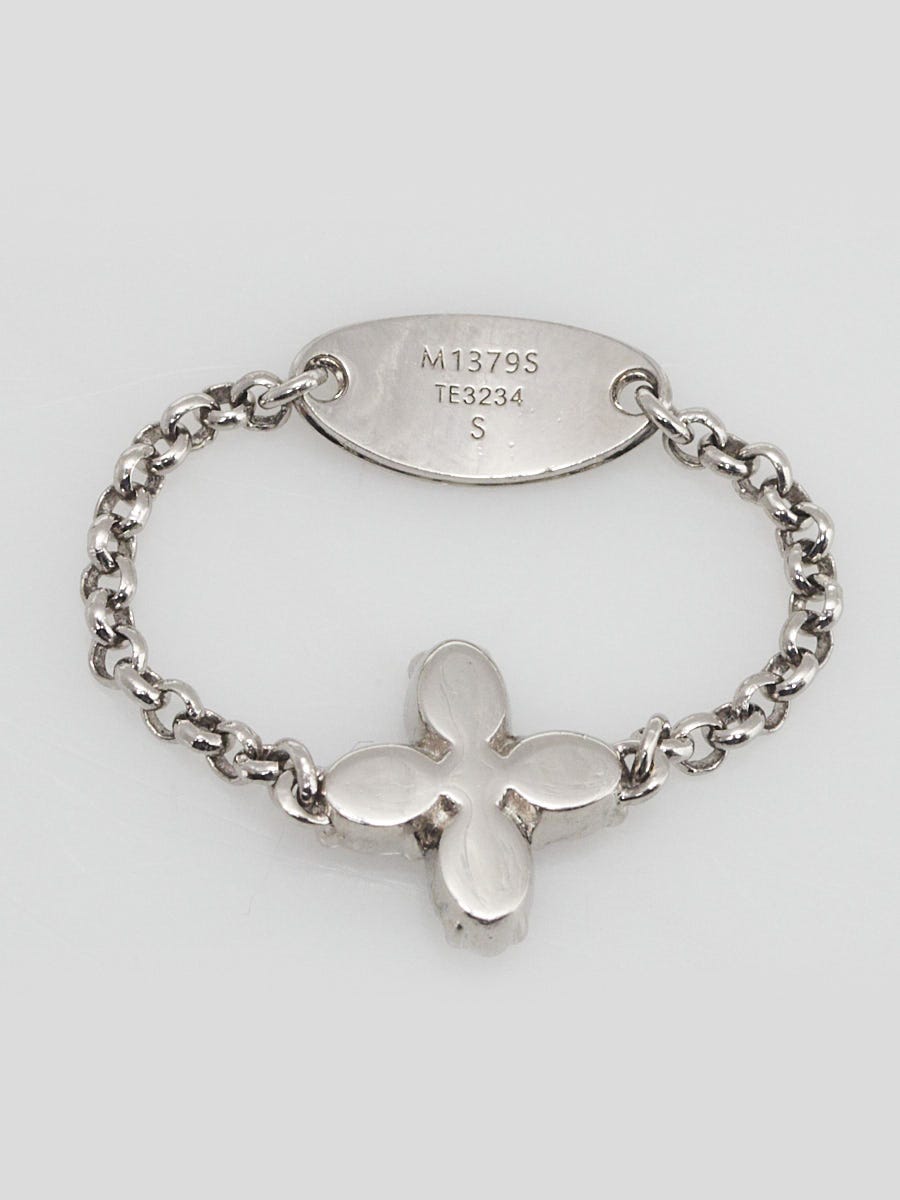 Louis Vuitton Silvertone Metal Lady LV Mongoram Flower Chain Link