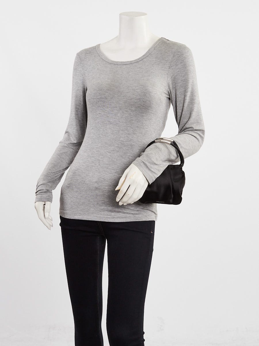 Yves Saint Laurent Black Satin Mini Pochon Evening Bag