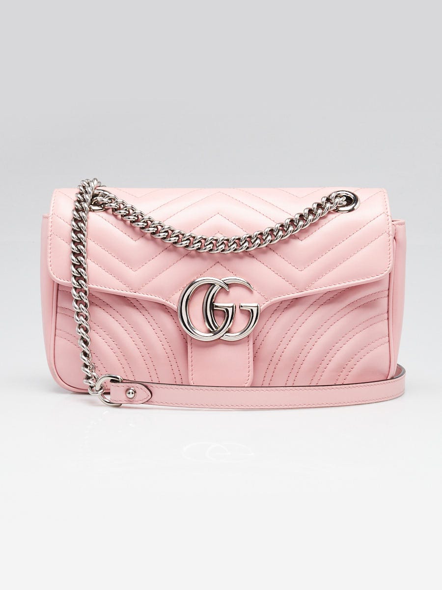 Gucci Pink Quilted Calfskin Leather GG Marmont Small Matelasse