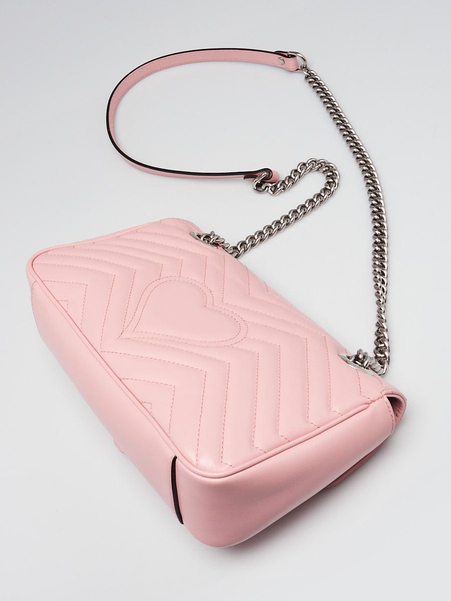 Gucci Pink Quilted Calfskin Leather GG Marmont Small Matelasse