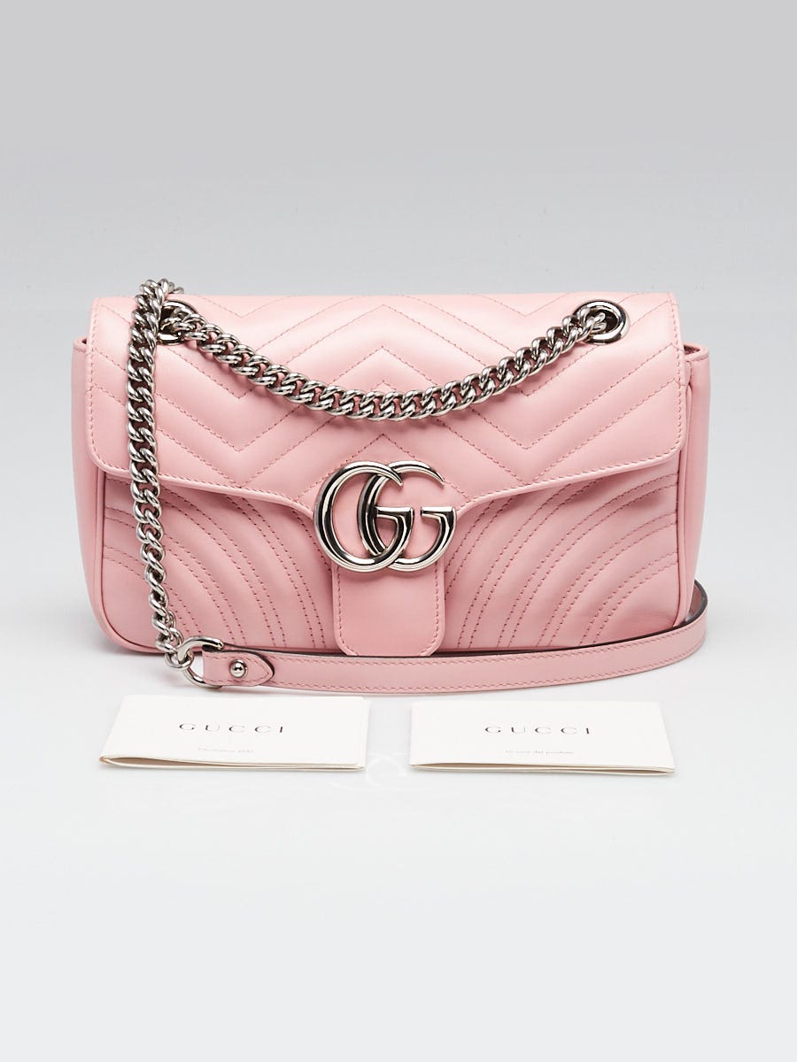 Gucci Pink Quilted Calfskin Leather GG Marmont Small Matelasse
