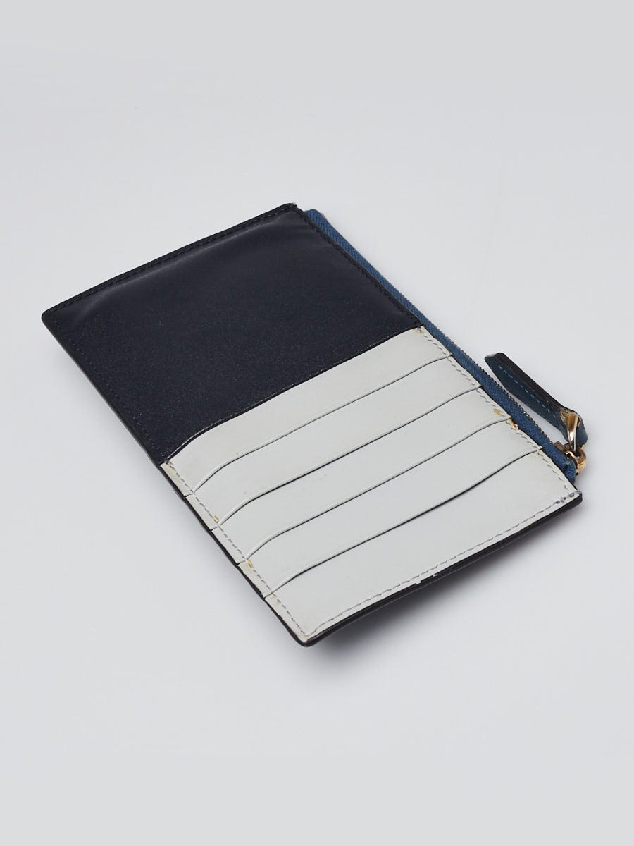 Fendi Blue/Black Leather By The Way Zip Card Holder Wallet - 8M0388