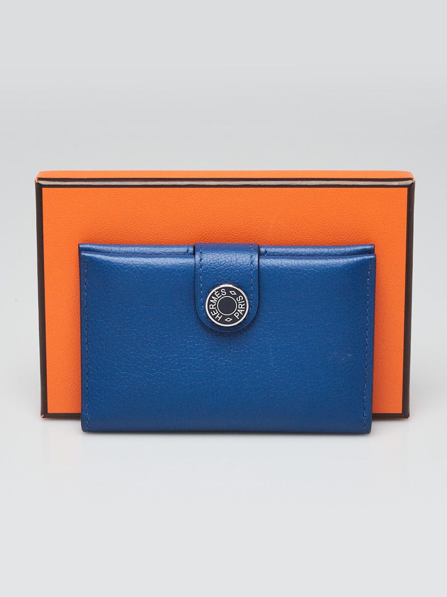 【新品未使用】HERMÈS ジャガード Hレリーフ ブルー Hermes Blue Hydra Evercolor Leather R.M.S. Card Holder | Yoogi's