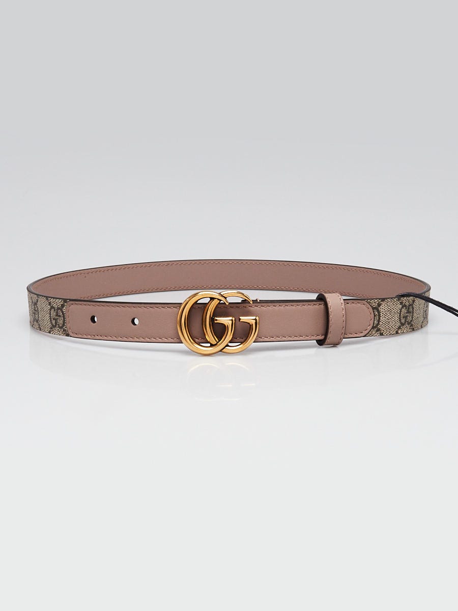 Gucci Beige/Ebony Supreme Coated Canvas Double G Thin Belt Size 65/26