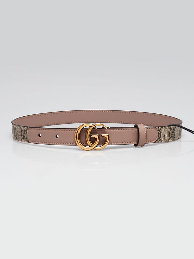 Gucci Beige/Ebony Supreme Coated Canvas Double G Thin Belt Size 65/26