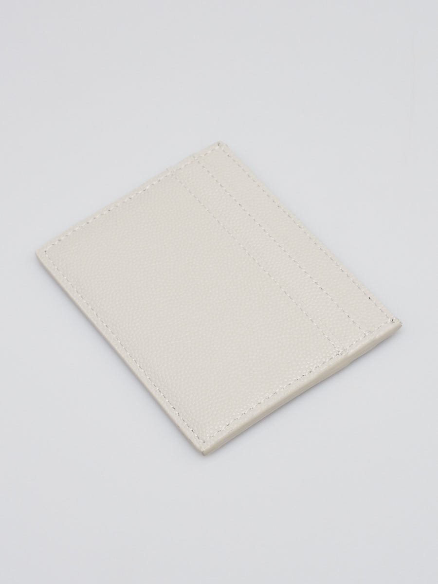 Yves Saint Laurent White Pebbled Leather Card Holder