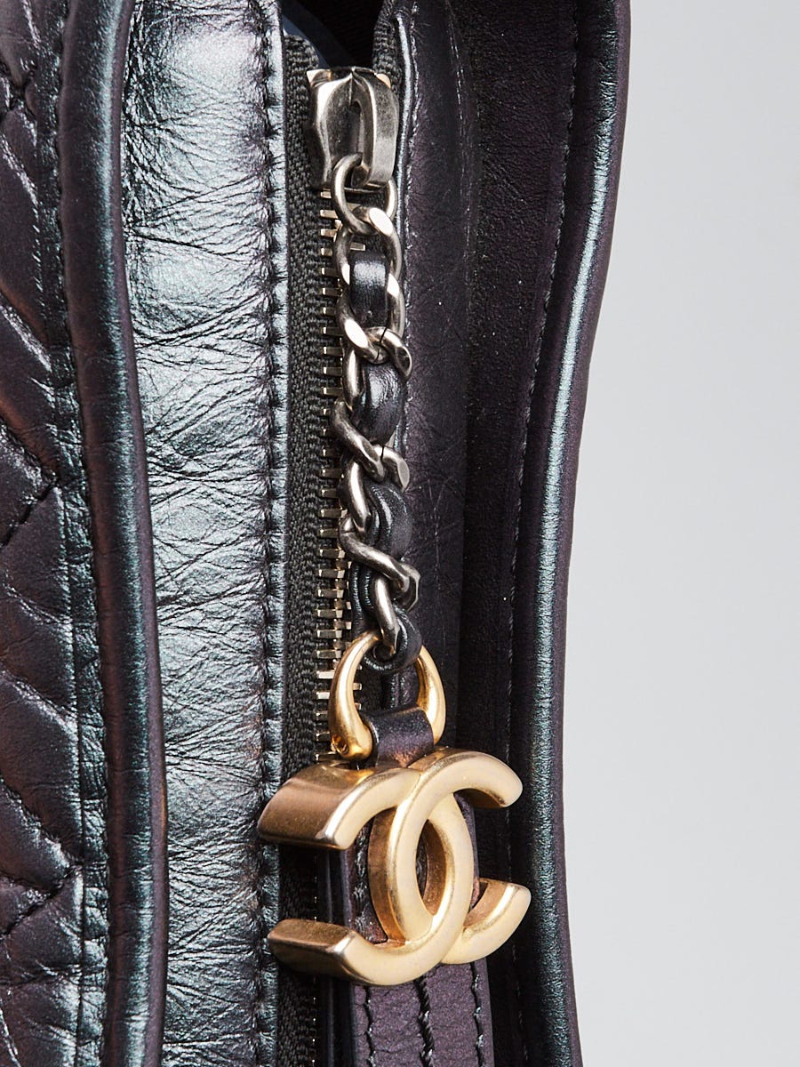 Chanel Iridescent Black Quilted Calfskin Leather Small Gabrielle