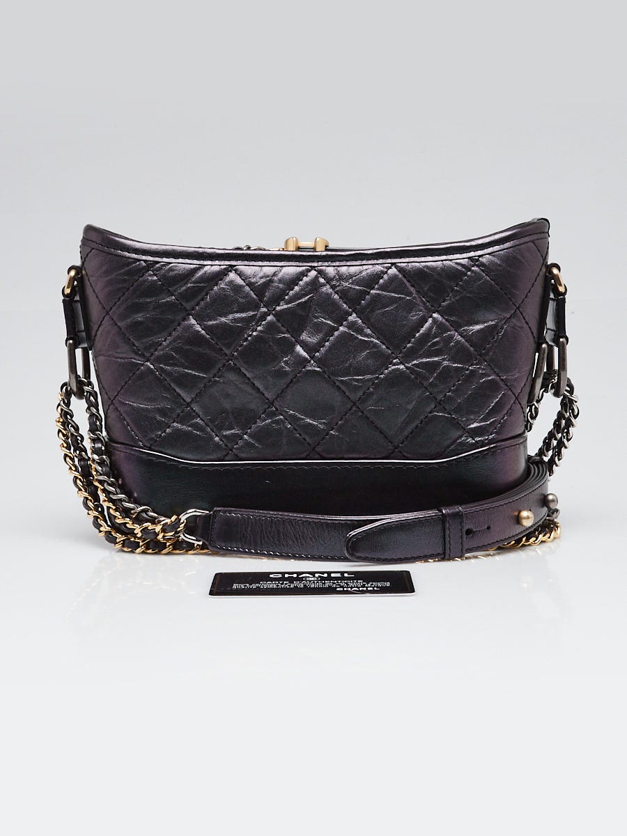 Chanel Iridescent Black Quilted Calfskin Leather Small Gabrielle