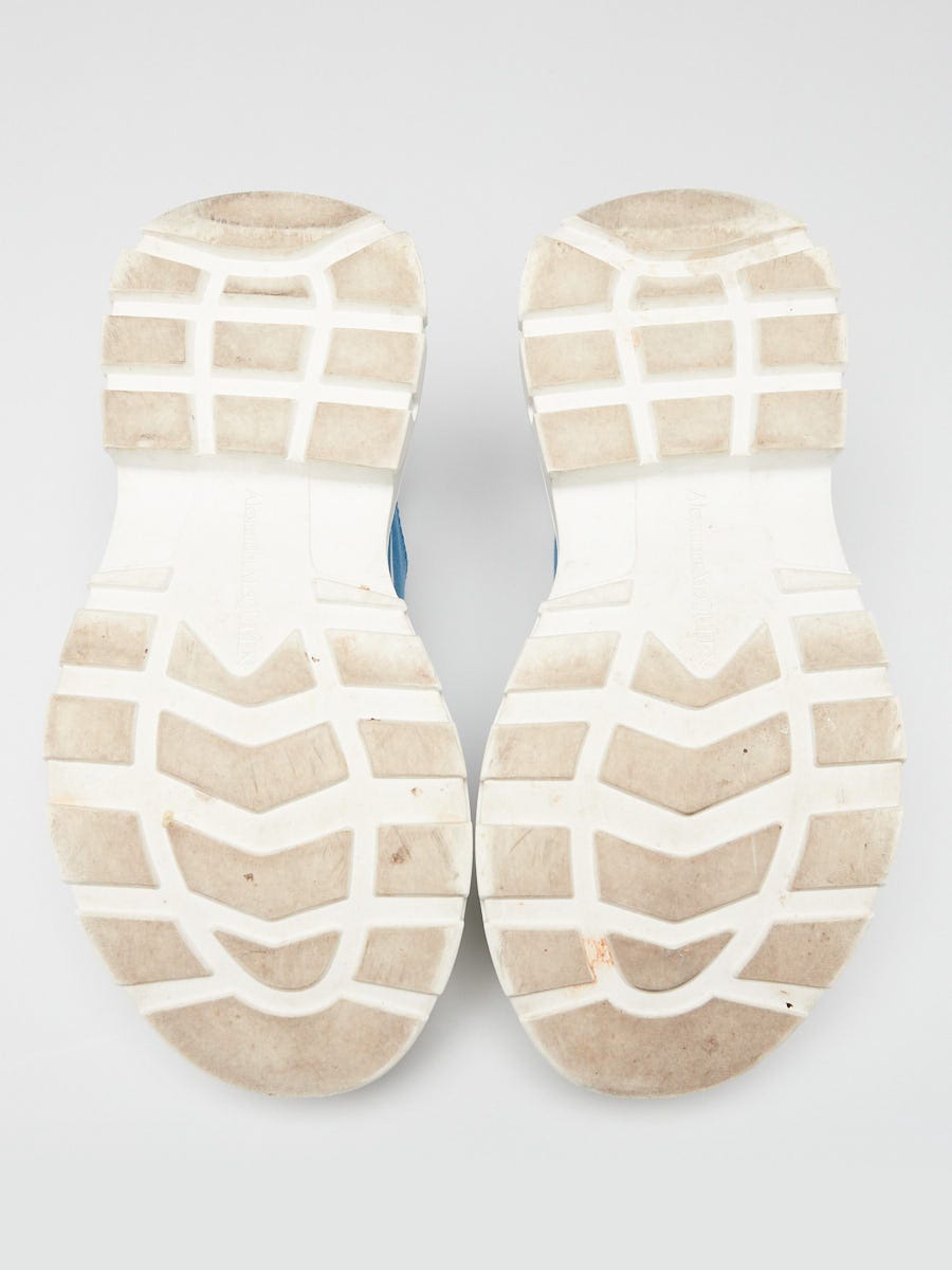 Alexander McQueen Blue/White Canvas Tread Slick Sneakers Size 4.5/35