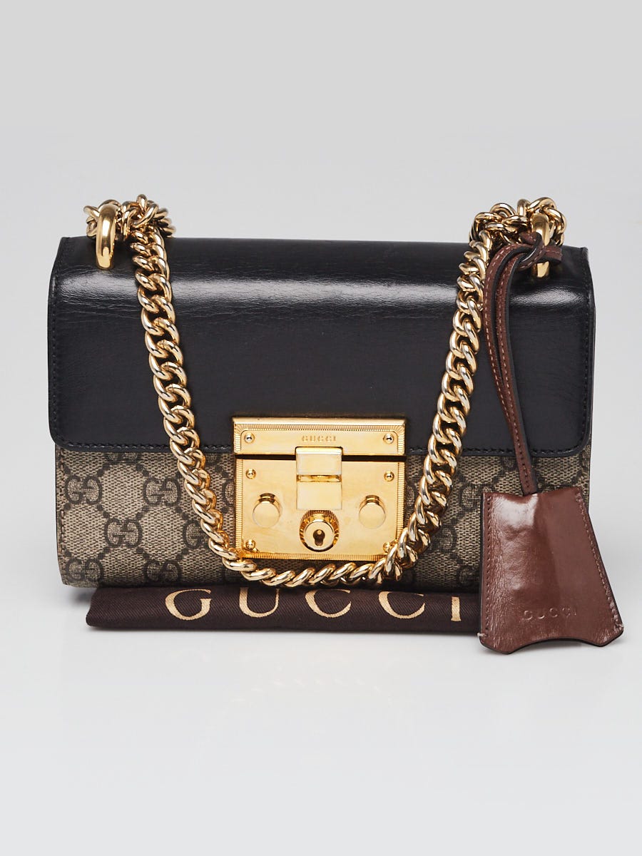 Gucci Beige/Black GG Supreme Coated Canvas Padlock Small Shoulder