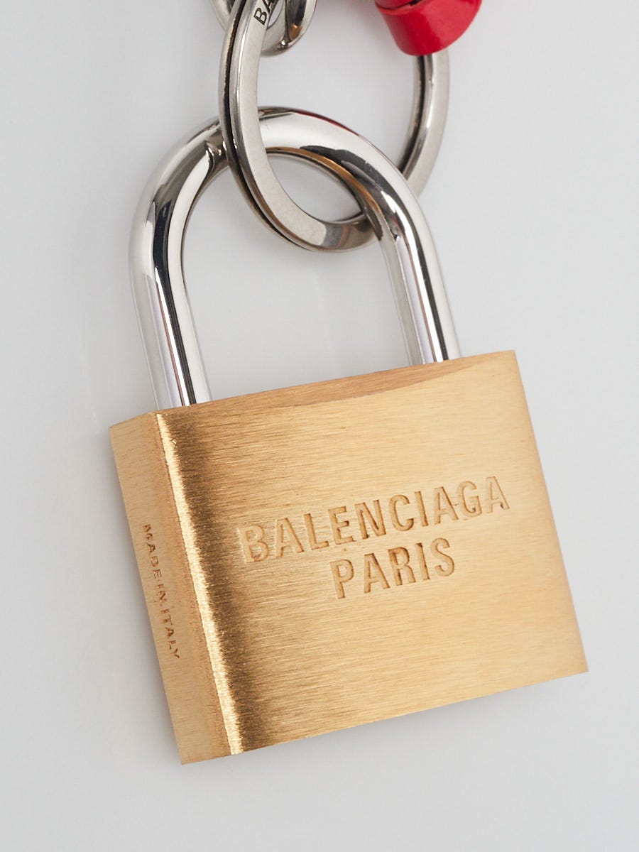 Balenciaga Red Leather Paloma Heart Key Ring and Bag Charm
